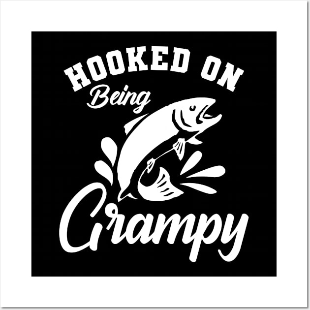 Fishing Grandpa - Hooked on being grampy Wall Art by KC Happy Shop